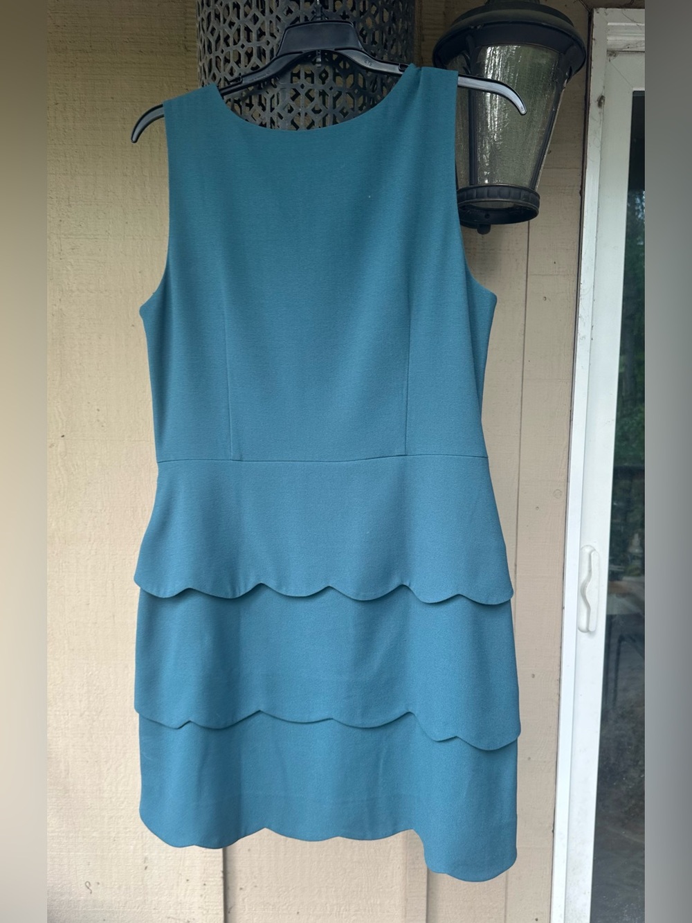 Garnet Hill Sleeveless Tiered Scallop Dress- Deep Teal - Picture 3 of 4
